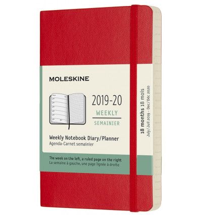Moleskine 2019-20 Weekly Planner, 18m, Pocket, Scarlet Red, Soft Cover (3.5 X 5.5)