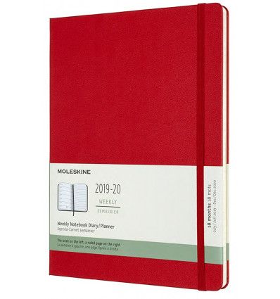 Moleskine 2019-20 Weekly Planner, 18m, Extra Large, Scarlet Red, Hard Cover (7.5 X 9.75)