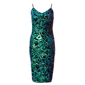 towie black and green velvet sequin bodycon dress