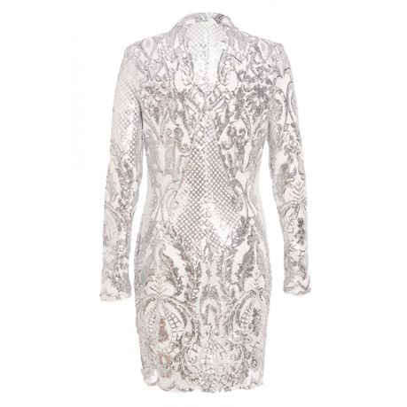 quiz white and silver sequin dress