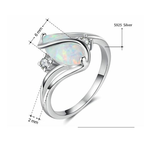 silver opal stone ring