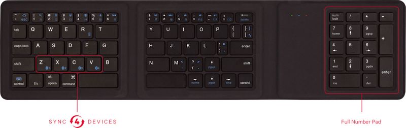 Kanex MultiSync Foldover Mini Travel Keyboard with Numeric