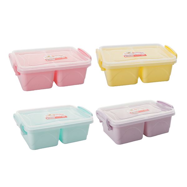 Lunch Box 2-Division 550ml Clip Lock - Set of 4 Assorted