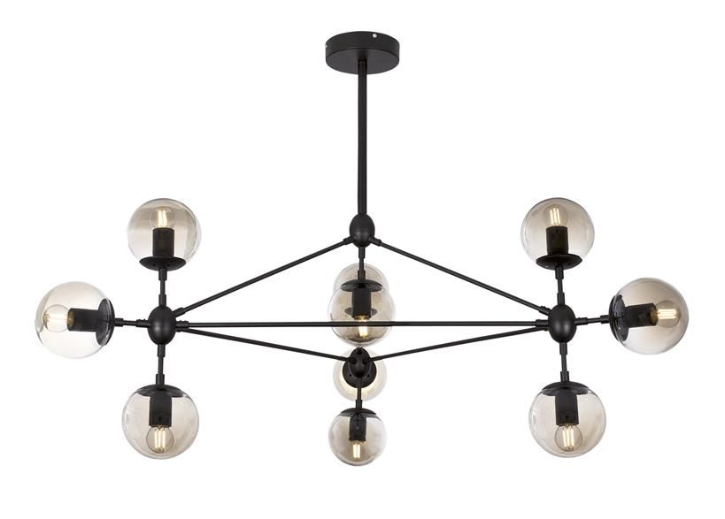 Matt Black Metal Chandeliers with Champagne Colour Glass CH100/10