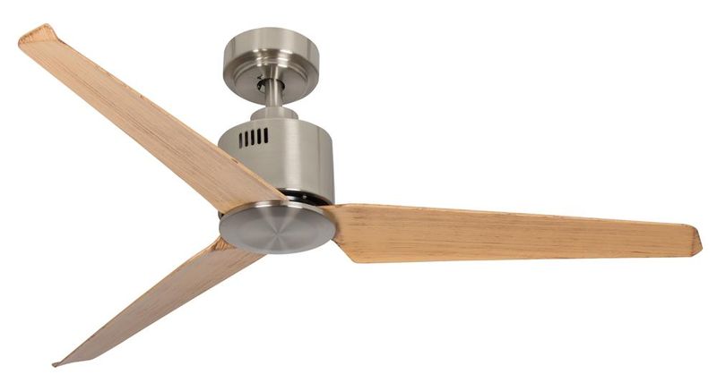 Satin Nickle with Brown Wood Blades Ceiling Fan, No Light FCF053 Satin