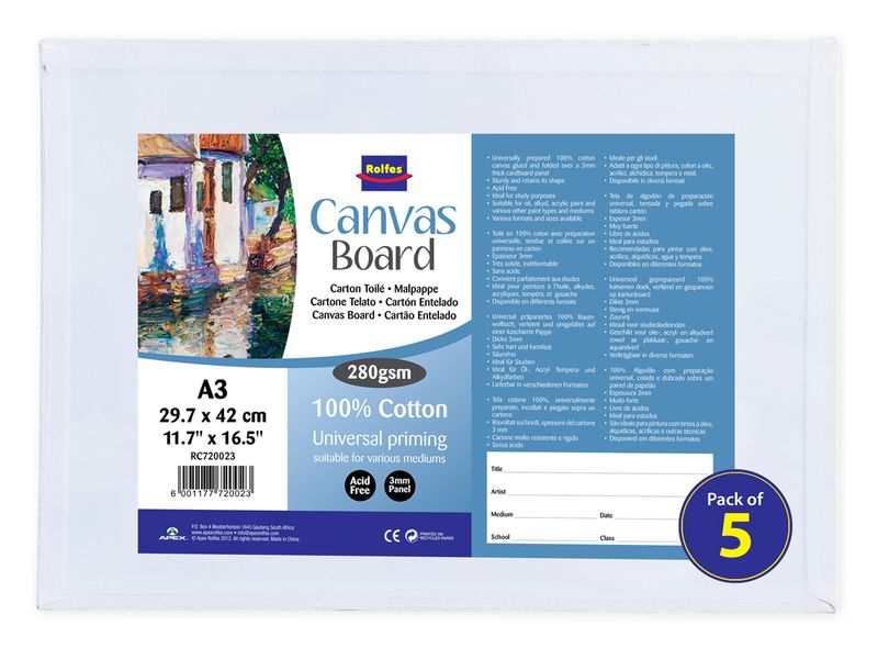 Rolfes Canvas Boards A3 - Pack of 5