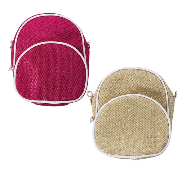 Mini Metallic PVC Backpack - Pink &amp; Gold (Set of 2)