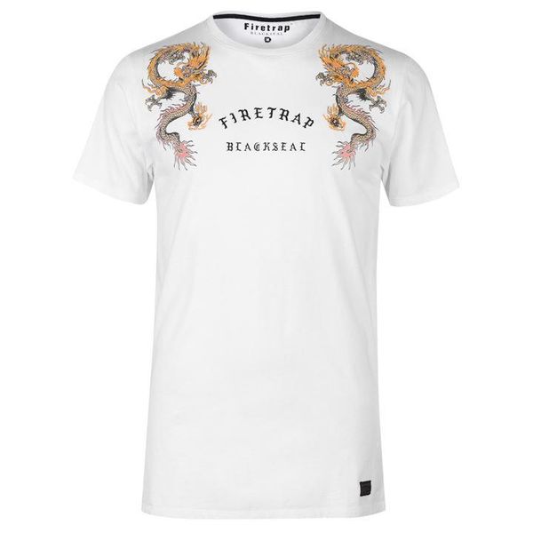 Firetrap Mens Blackseal Embroidered T-Shirt - White (Parallel Import)
