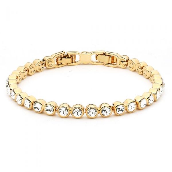 Civetta Spark tennis bracelet with Clear Swarovski crystal-Gold