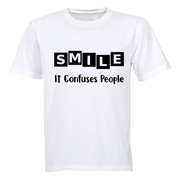 SMILE - it confuses people! - Mens T-Shirt - White