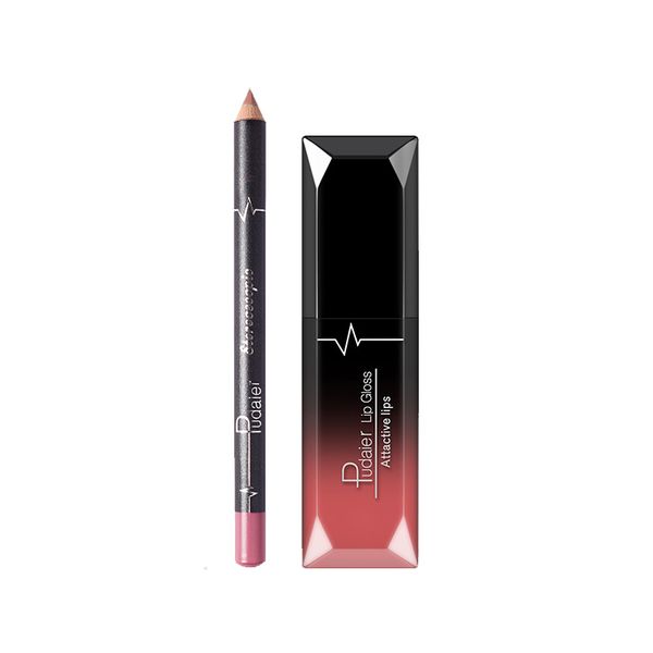 Pudaier Matte Lipgloss &amp; Lip Liner Pencil - Makeup Kit #6