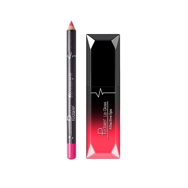 Pudaier Matte Lipgloss &amp; Lip Liner Pencil - Makeup Kit #8