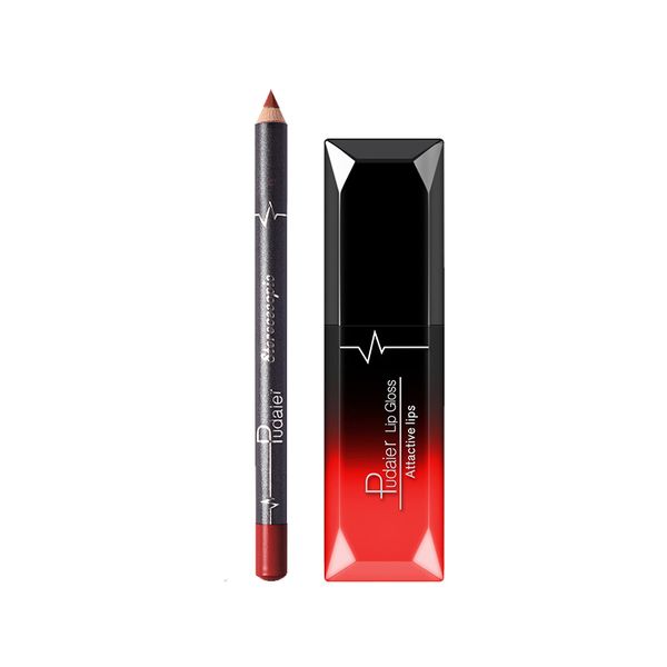 Pudaier Matte Lipgloss &amp; Lip Liner Pencil - Makeup Kit #9