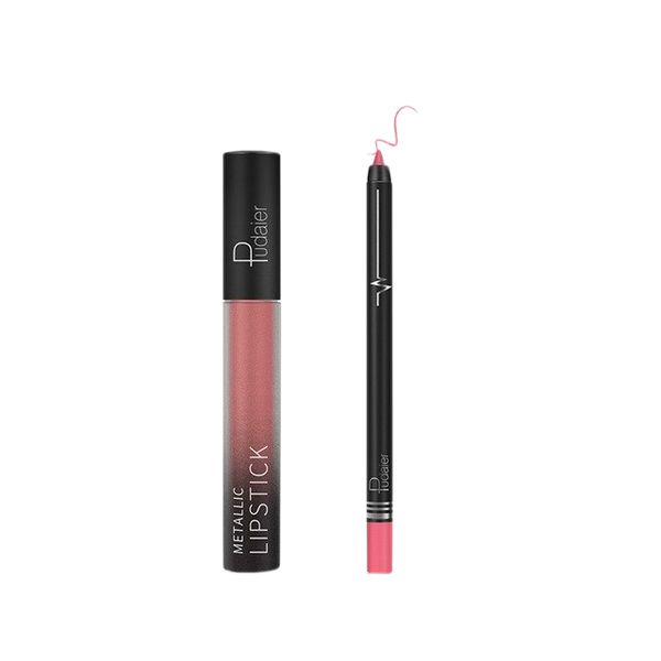 Pudaier Lip Makeup Kit - Lip Gloss &amp; Lipliner Pencil Velvet Matte 5