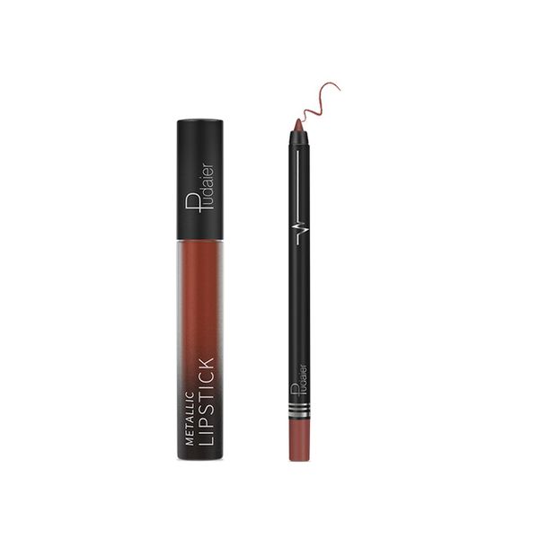 Pudaier Lip Makeup Kit - Lip Gloss &amp; Lipliner Pencil Velvet Matte 6