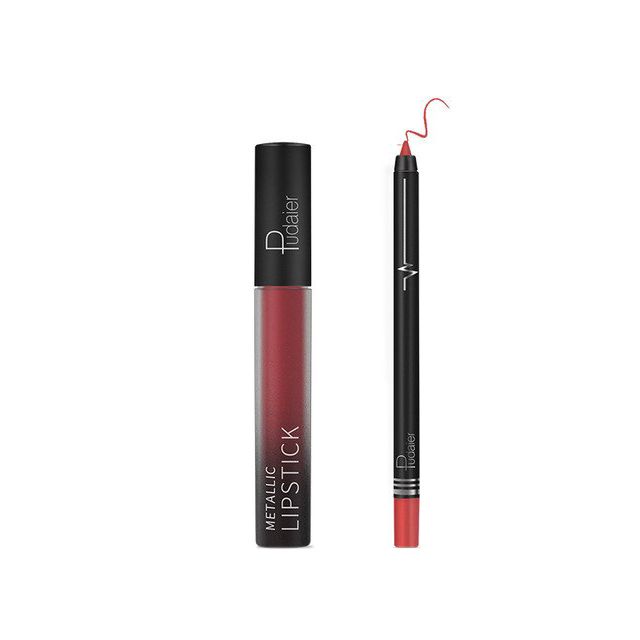 Pudaier Lip Makeup Kit Lip Gloss & Lipliner Pencil Velvet Matte 11