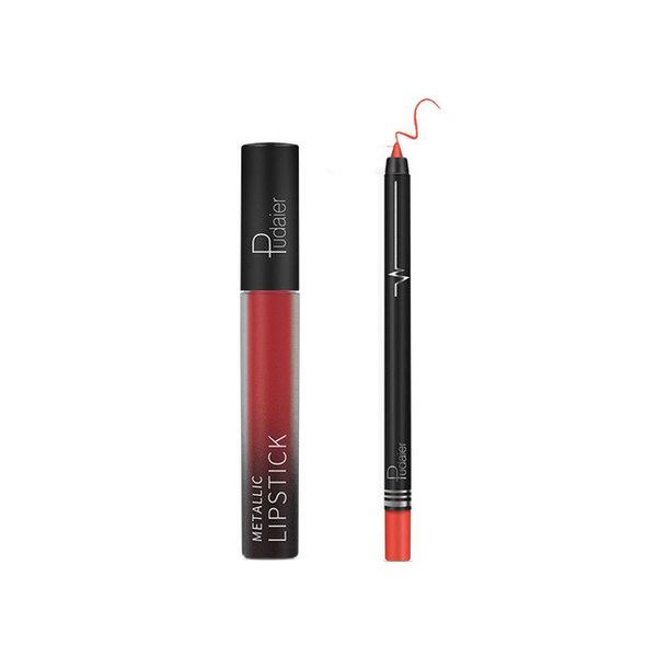 Pudaier Lip Makeup Kit - Lip Gloss &amp; Lipliner Pencil Velvet Matte 12