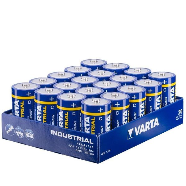 Varta Industrial Alkaline C size Batteries 20 Pack