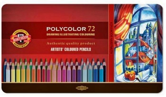 Koh-I-Noor Polycolor Tin Set Of 72 Artist Coloured Pencils