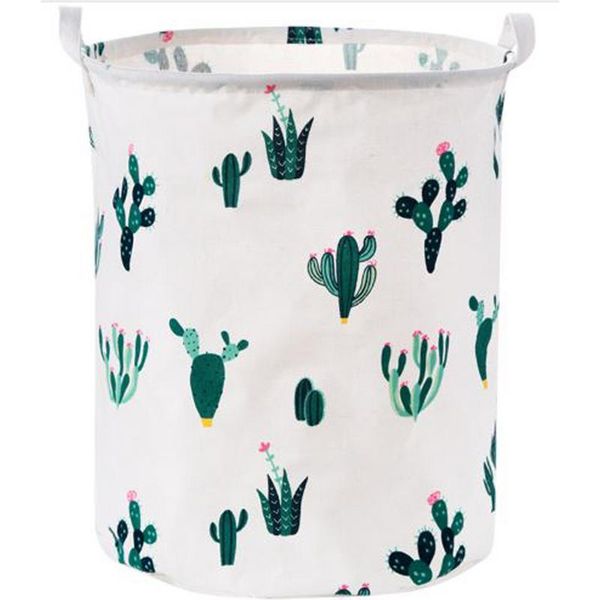 Green and Blue Cactus storage/Laundry Basket