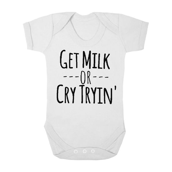 The Funky Shop Get Milk Or Cry Tryin Baby Grower - White
