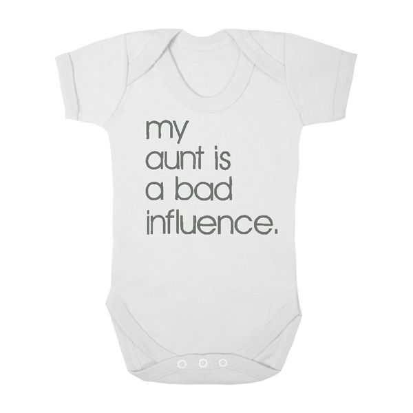 The Funky Shop My Aunt Is A Bad Influence Baby Grower - White