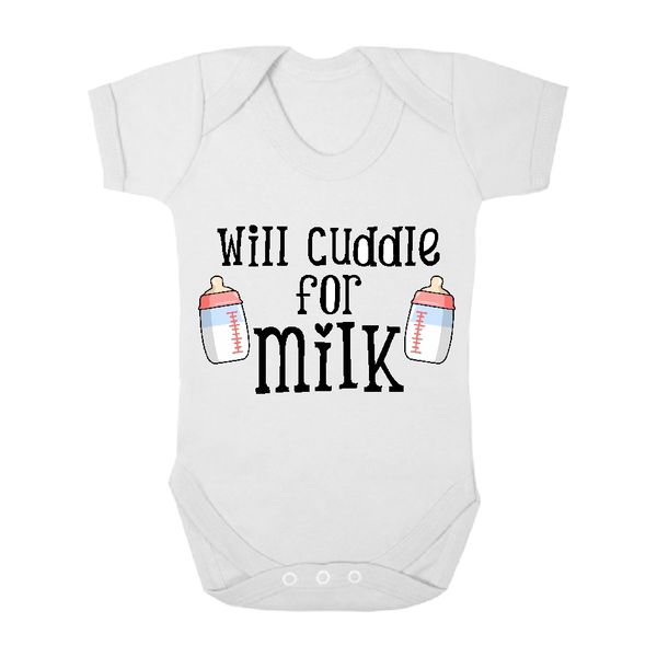 The Funky Shop Will Cuddle For Milk Baby Grower - White