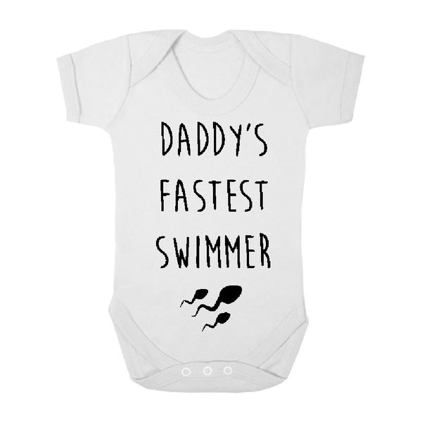 The Funky Shop Daddy's Fastest Swimmer Baby Grower - White