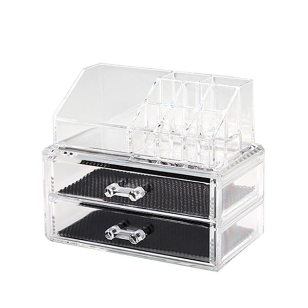 Acrylic Makeup Organizer With 2 Drawers 9 Compartments