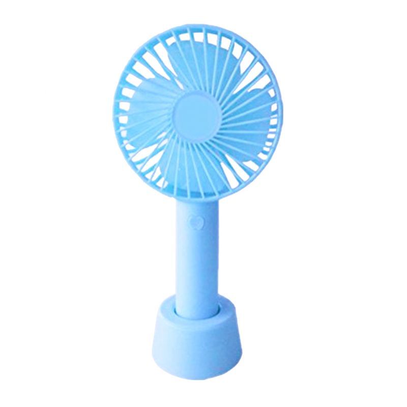 Mini Handheld Fan with Base 800mAh USB Rechargeable Battery Blue
