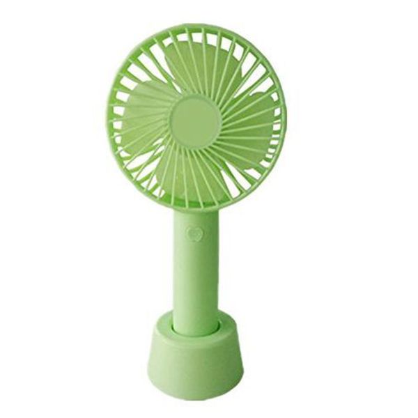 Mini Handheld Fan with Base - 800mAh USB Rechargeable Battery - Green