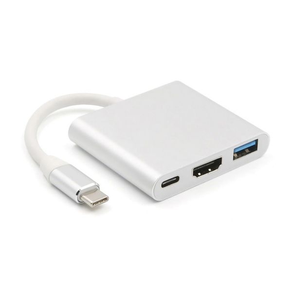 Woo Aluminum Usb-c to Hdmi 3.1 Converter HDMI/USB 3.0/TypeC -Silver
