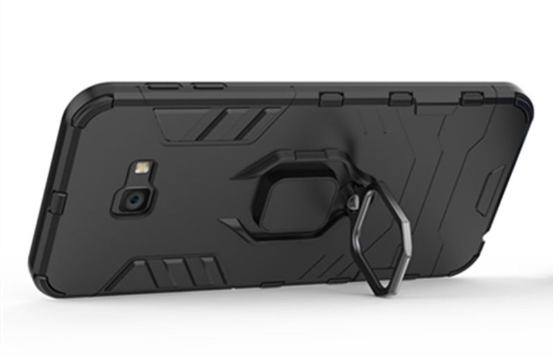 Shockproof Kickstand Ring Stand Armor Case for Samsung A7 2018 Black
