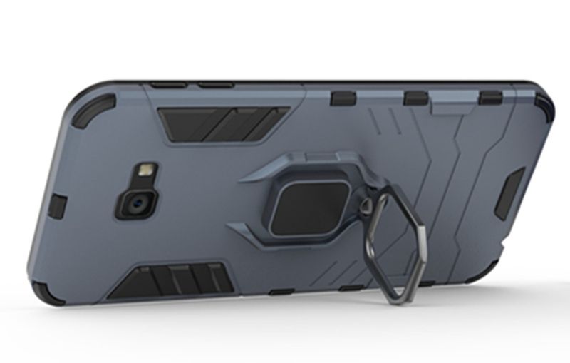 Shockproof Kickstand Ring Stand Armor Case for Samsung A7 2018 Black