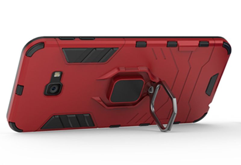 Shockproof Kickstand Ring Stand Armor Case for Samsung A7 2018 Black