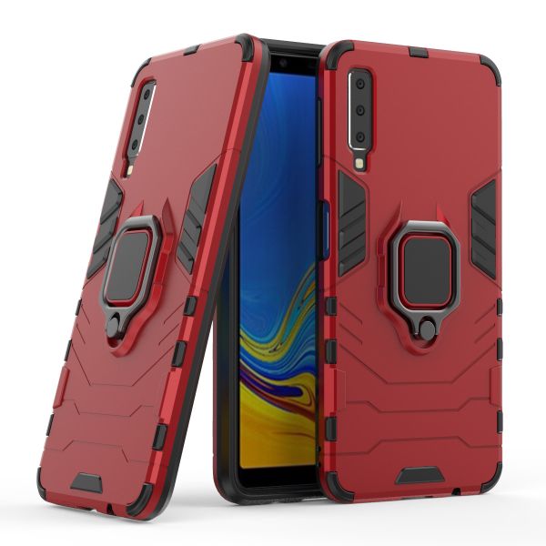 Shockproof Kickstand Ring Stand Armor Case for Samsung A7 2018 Black
