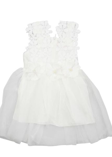 Lacey Flower Dress - White - 6-12 months