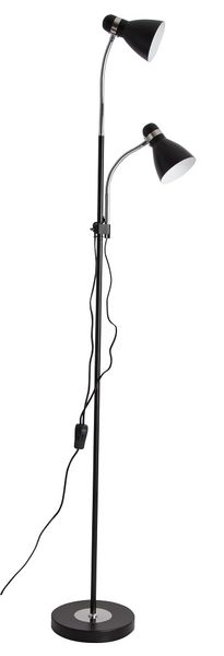 Bright Star Lighting - Black Metal And Polished Chrome Floor Lamp