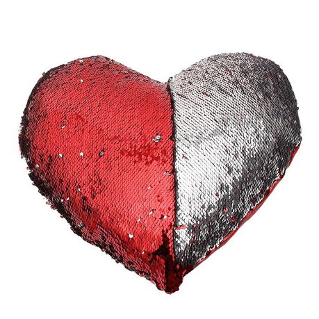 heart shaped sequin pillow