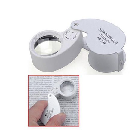 4 Pcs 40X Metal Jewelers Loupe Magnifier with Light Illuminated LED  Magnifying G