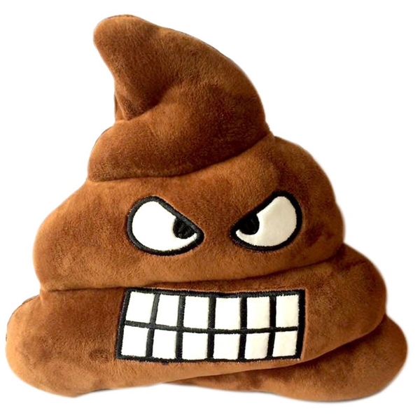 Poop Emoji Plush Pillow Cushion Toy - Poo Angry Emoticon