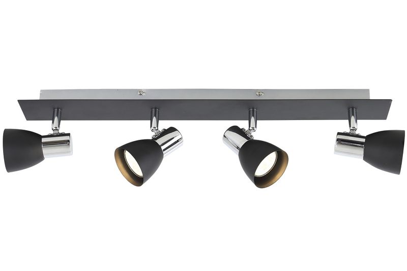 Bright Star Lighting - Four Black and Chrome Spotlight On Rectangular Base