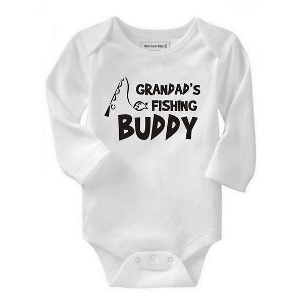 Qtees Africa Grandads fishing buddy LS baby grow