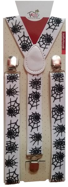 Katty House - Suspenders - Black &amp; White Spider Web Theme