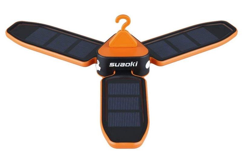 SUAOKI Collapsible Clover Style 18 Led Camping Tent Lantern Solar Panel