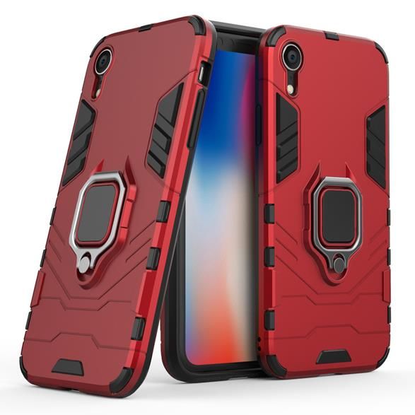 Shockproof Kickstand Ring Stand Armor Case for Apple iphone XR Black