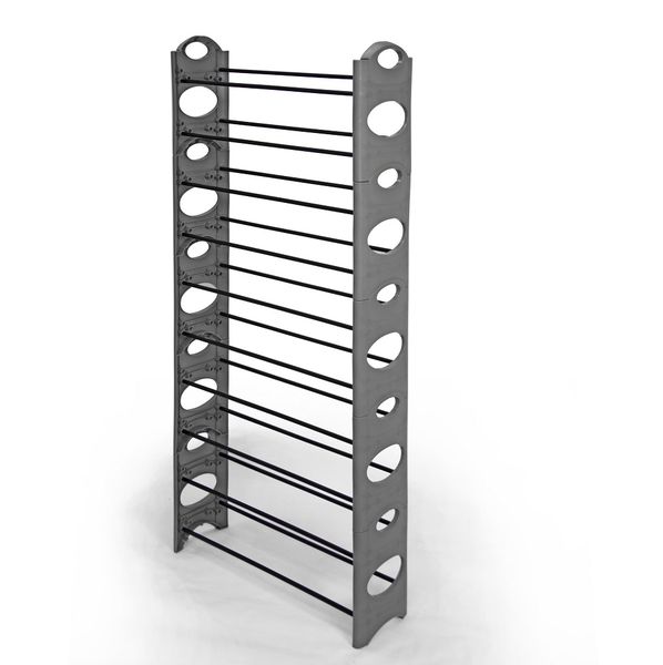 Fine Living - 10 Tier Shoe Rack - Grey/Black