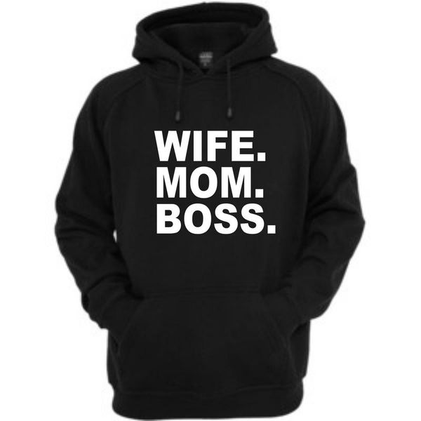 Qtees Africa Wife Mom Boss Hoodie OD