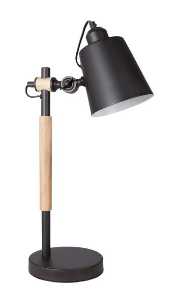 Bright Star Lighting - Metal And Wood Table Lamp With Adjustable Metal Shade