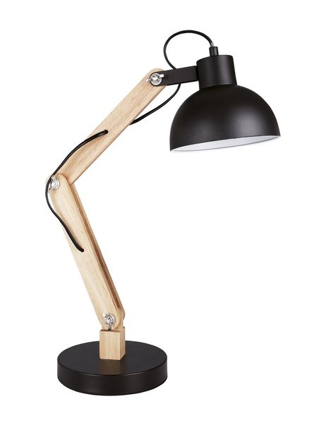 Bright Star Lighting - Metal And Wood Table Lamp With Adjustable Metal Shade
